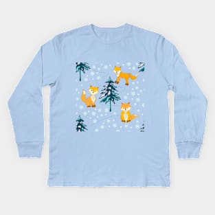 Cute Foxes Kids Long Sleeve T-Shirt